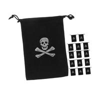 SOPOTUTU 15pcs Pirate Gold Coin Bag Halloween Drawstring Candy Pouch Medieval Party Bags Skull Sign Pouches for Trick Treat Home Decor