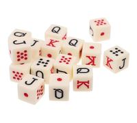 SOPOTUTU 15pcs Spanish Poker Dice Set Ivory Letter Dice Jqk Square Corners Portable Game Prop for Birthday Parties and Liar’s Games