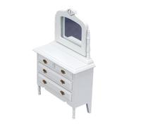 SOPOTUTU 1pc Mini Wooden Dressing Table with Mirror Dollhouse Accessories for Decor Realistic Design for Home Decoration and Photography Dressing Table