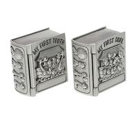 SOPOTUTU 2 Pcs First Tooth Metal Keepsake Boxes with Animal Patterns Retro Style Curl and Tooth Storage Organizers for Baptism Christmas Birthday Gifts