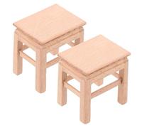 SOPOTUTU 2 Pcs Miniature Dollhouse Stool Wooden Tiny Chair Model for Doll Furniture Decor Robust Craftsmanship Versatile Design for Realistic Dollhouse Scenes and Play Accessories