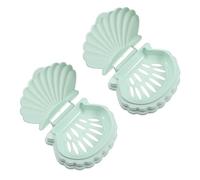 SOPOTUTU 2 Pcs Shell Shaped Draining Soap Holders with Water Drainage Design Lightweight PP Material Soap Dishes for Bathroom Kitchen Sink Shower Compact and Sturdy