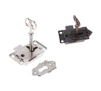 SOPOTUTU 2 Pcs Vintage Alloy Lock with Keys Portable Furniture Lock Hardware for Wardrobe Cabinet Jewelry and Wooden Boxes Antique Style Decorative Latches for Home DIY Storage