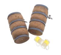 SOPOTUTU 2 Sets Miniature Wine Cellar Decoration Dollhouse Miniature Dollhouse Wine Barrel Accessories Mini Drinking Mug Mini Beer Barrel Model Wood Light Brown