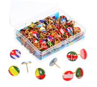 SOPOTUTU 200 Pcs National Flag Thumbtacks Creative Delicate Push Pins for World Map Bulletin Board Office and Travel Decoration Compact Country Flag Pins
