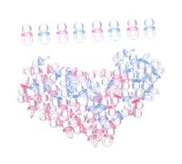 SOPOTUTU 200PCS Mini Acrylic Pacifier Charms for Shower and Gender Reveal Party Favors Transparent Lightweight DIY Craft Beads in Pink and Blue for Jewelry Making Table Scatter Decorations
