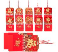 SOPOTUTU 2024 Chinese Lunar Calendar Dragon Year 12pcs Mini Hanging Wall Calendar Fu Character Aluminum Foil Tags Traditional Monthly Planner for Home Office Decor