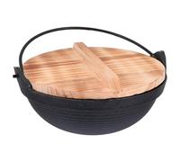 SOPOTUTU 20Cm Cast Iron Sukiyaki Pot with Lid for Solo Outdoor Cooking and Camping Activities