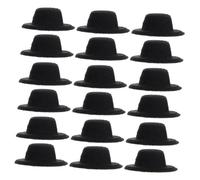SOPOTUTU 20pcs Mini Black Formal Hats for Dollhouse DIY Accessories Cloth Material Miniature Dress Up Hats Lightweight and Compact for Doll Clothes and Hair Decoration