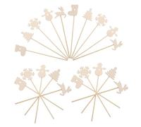 SOPOTUTU 20pcs Unfinished Wooden Fairy Wands for DIY Coloring Craft Christmas Tree Shape Princess Wands with Snowman Stocking Reindeer Designs Lightweight Holiday Party Favors