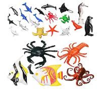 SOPOTUTU 24 Pcs Miniature Sea Animals Figurines Marine Biology Decor Realistic Plastic Ocean Creatures Toys Set for Educational Play and Ocean Decorations