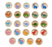 SOPOTUTU 24pcs Dinosaur Cognition Wooden Memory Matching Game for Educational Concentration Enhancing Observation and Memory Skills Dinosaur Matching Puzzle for Boys and Learning Play