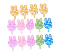 SOPOTUTU 24pcs Glow Dark Bunny Ear Lollipop Charms for DIY Keychain Necklace Bracelet Making Cute Mini Pendant Craft Accessories in Multiple Colors for Jewelry and Art Projects