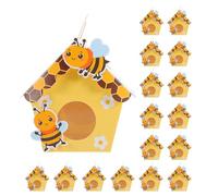 SOPOTUTU 25Pcs Bee-Themed Paper Candy Boxes with Handles House-Shaped Dessert Cookie Boxes for Easter Party Favors Birthday Treat Packaging
