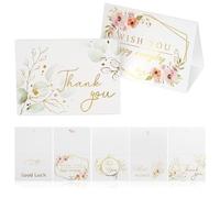 SOPOTUTU 25pcs Thank You Cards Floral Watercolor Design with Envelopes, Small Decorative Gratitude Notes for Volunteer Appreciation and Wedding Thankfulness