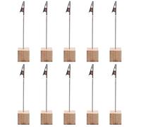 SOPOTUTU 25pcs Wooden Memo Holders Cube Base with Alligator Clips, Standing Note Card and Photo Holder for Wedding, Birthday Party, Restaurant Table Display