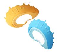 SOPOTUTU 2pcs Baby Shower Cap Toddler Hair Washing Visor Adjustable Crown Design Soft Bath Hat Protecting Eyes and Ears for Infant and Children, Blue and Yellow Set