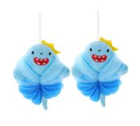 SOPOTUTU 2pcs Bath Sponge Cartoon Shark Soft Mesh Body Shower Balls for Gentle Exfoliating Body Scrubber Bath Bathroom Accessories