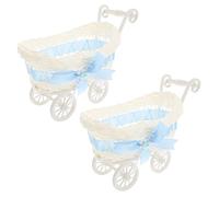SOPOTUTU 2pcs Blue Woven Cart Shape Candy Storage Basket for Shower Wedding Party Decorations Cute Organizer and Gift Holder Versatile Miniature Flower Basket for Snacks and Small Gifts
