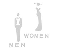 SOPOTUTU 2pcs Brushed Silver Acrylic Bathroom Door Signs Self-adhesive Restroom Stickers with Men Women Symbols for Hotel Restaurant Corridor Visible Gender Graphics for Clear Washroom