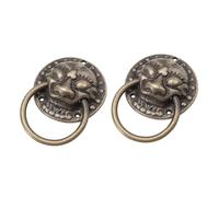 SOPOTUTU 2pcs Chinese Style Vintage Tiger Head Door Knobs Solid Copper Retro Cabinet Handles Antique Decorative Pulls for Wardrobe Home Interior