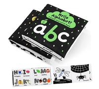 SOPOTUTU 2pcs Cloth Books High Contrast Educational Sensory Learning with Animal and Alphabet Patterns