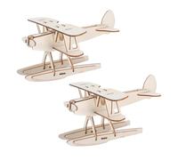 SOPOTUTU 2pcs DIY Wooden Airplane Model Kit for Paintable Plane Set Unfinished Wood Airplane Crafts for Creative Coloring Educational Building and Imaginative Play