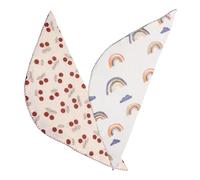 SOPOTUTU 2pcs Drool Bibs Ultra-absorbent Cotton Muslin Bandana Bibs with Snap Closure for Newborns and Boy Girl Soft Feeding and Burp Cloths with Cute Rainbow and Cherry Prints