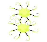 SOPOTUTU 2Pcs Fluorescent Squid Hook Metal Fishing Tackle with Glow Dark Feature for Saltwater and Freshwater Squid Octopus Fishing Iron Row Hook for Rivers Lakes Ponds Reservoirs