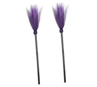 SOPOTUTU 2pcs Halloween Witch Broomstick Cosplay Props Lightweight Plastic Brooms for Stage Performance Party Decor Purple