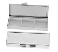 SOPOTUTU 2pcs Metal Pills Organizer Portable Multi-Compartment Travel Medicine Container for Pocket Purse Rectangle Design for Easy Medication Storage and Daily Use