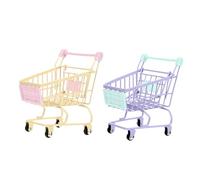 SOPOTUTU 2PCS Mini Metal Shopping Cart Set for Pretend Play Trolley Adornment for Boys and Safe Smooth Surface Educational Plaything for Developing Skills Random Color