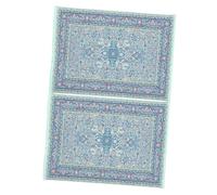 SOPOTUTU 2pcs Miniature Dollhouse Carpet Rugs Floral Print Vintage Floor Blanket Accessories for Pretend Play Cozy Tiny Rectangle Rugs