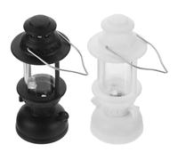 SOPOTUTU 2pcs Miniature Retro Kerosene Lantern Dollhouse Accessories with LED Light, White and Black Small Chamber Oil Lamps Battery Included, Dollhouse Décor for Miniature Lighting