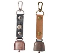 SOPOTUTU 2Pcs Outdoor Hanging Bells for Hiking and Camping Lost Pet Warning Bell in Black and Caramel Durable Animal Alert Accessories for Safety and Wildlife Awareness