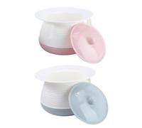 SOPOTUTU 2pcs Portable Baby Urinal Bucket with Lid and Thick Non-Skid Handle, Small Chamber Pot for Infant Night Time Use, Household Spittoon Set in Red and Blue