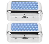 SOPOTUTU 2pcs Portable Metal Smokeless Ashtrays with Sealed Lid Protection and Windproof Design, Mini Ash Bucket for Outdoor and Travel Use, Blue, Compact and Sturdy