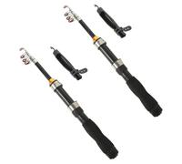 SOPOTUTU 2pcs Portable Pocket Fishing Rod Compact Short Telescopic Sea Pole for Travel Backpacking Strong Line Guides for Freshwater and Seawater Bass Trout Fishing Comfortable Grip Black