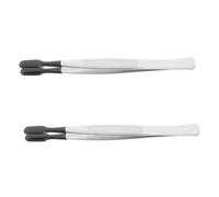 SOPOTUTU 2pcs Precision Stainless Steel Flat Tip Tweezers Non Slip Fake Eyelash and Coin Handling Tool for Crafts Jewelry Laboratory Industrial Use