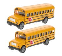 SOPOTUTU 2pcs Pull Back Small School Bus Vehicles for Metal Wind-up Bus with Realistic Design for Hand-eye Coordination and Interaction