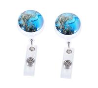 SOPOTUTU 2pcs Retractable Faux Marble Badge Reel with White Belt Clip Abs Work Badge Accessories for Nurses Doctors Students Exhibitions Id Holder Clips in Blue