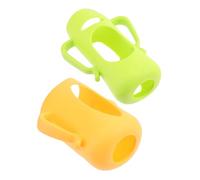 SOPOTUTU 2Pcs Silicone Feeding Bottle Covers Non-Slip Hand Grip Protective Sleeves for Newborn Milk Bottles Yellow Green Soft Food-Grade Material