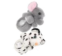 SOPOTUTU 2pcs Slap Bracelets Plush Animal Design Comfortable Snap Bands for Boys Birthday Party gift for for for for for for with Snow Leopard and Elephant Shapes