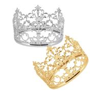 SOPOTUTU 2pcs Small Birthday Crown Cake Topper Mini Tiara Decorations for Shower Prince Vintage Wedding Cake Ornament Reusable Party Favor Accessories
