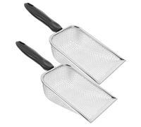 SOPOTUTU 2pcs Stainless Steel Beach Sand Filter with Mesh Handheld Sifter for Shell Collecting Food Grade Multi Use for Outdoor Beach and Sand Pits