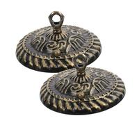 SOPOTUTU 2pcs Vintage Metal Ceiling Light Canopy Plate Round Embossed Pattern Mounting Bracket with Fit Hooks Reinforced Stability and Loadbearing for Pendant Lights Chandeliers Bedroom and