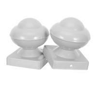 SOPOTUTU 2pcs White Iron Fence Post Cover Caps Thick Decorative Protective Gate Deck Railing Fittings Fit for Outdoor Fence and Garden Posts