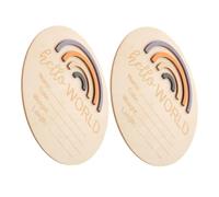 SOPOTUTU 2pcs Wooden Cards with Name Sign for Nursery Smooth Polished Month Marker Discs Photo Props to Capture Newborn Growth and Memory