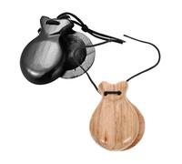 SOPOTUTU 2pcs Wooden Castanets Solid Wood Clappers Percussion Instrument for Musical Performance and Education Natural and Black Color Sound Quality