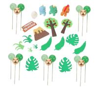 SOPOTUTU 33pcs Wild Animal Cake Decorations Set with Vivid Jungle Figurines Creative Cupcake Toppers for Birthday Cakes and Forest-themed Party Supplies